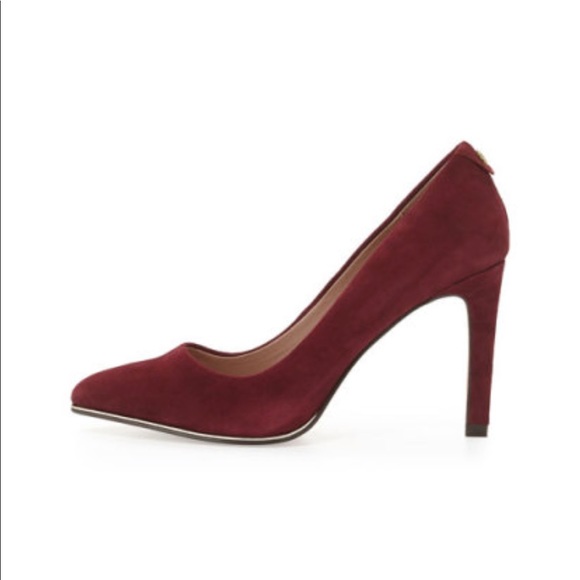 Burgundy Red Suede Stiletto Pump - Picture 3 of 6